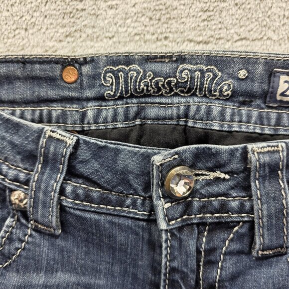 Miss Me Jeans Womens 26 Signature Crop Distressed Lace Embellished Denim Pants - Picture 5 of 12